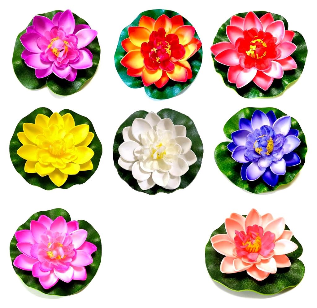 8 Stück realistische künstliche Lilien aus Schaumstoff für Teich- und Wasserdekoration