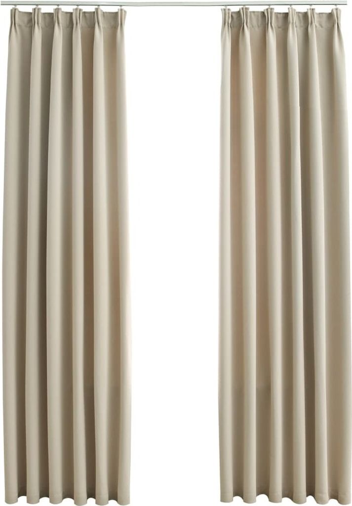 Verdunkelungsvorhänge mit Haken 2 Stk. Beige 140x245cm