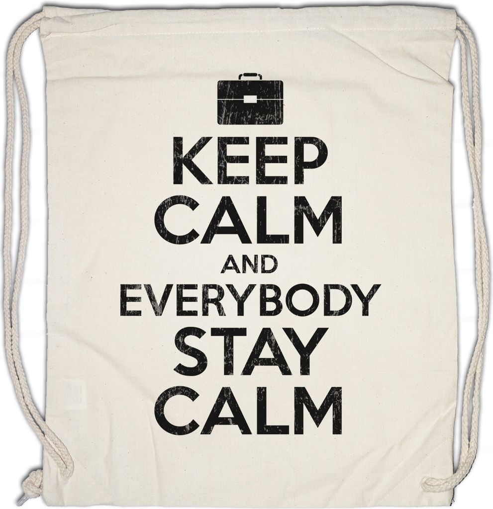 Urban Backwoods Keep Calm And Everybody Stay Calm, Turnbeutel, Farbe: Beige