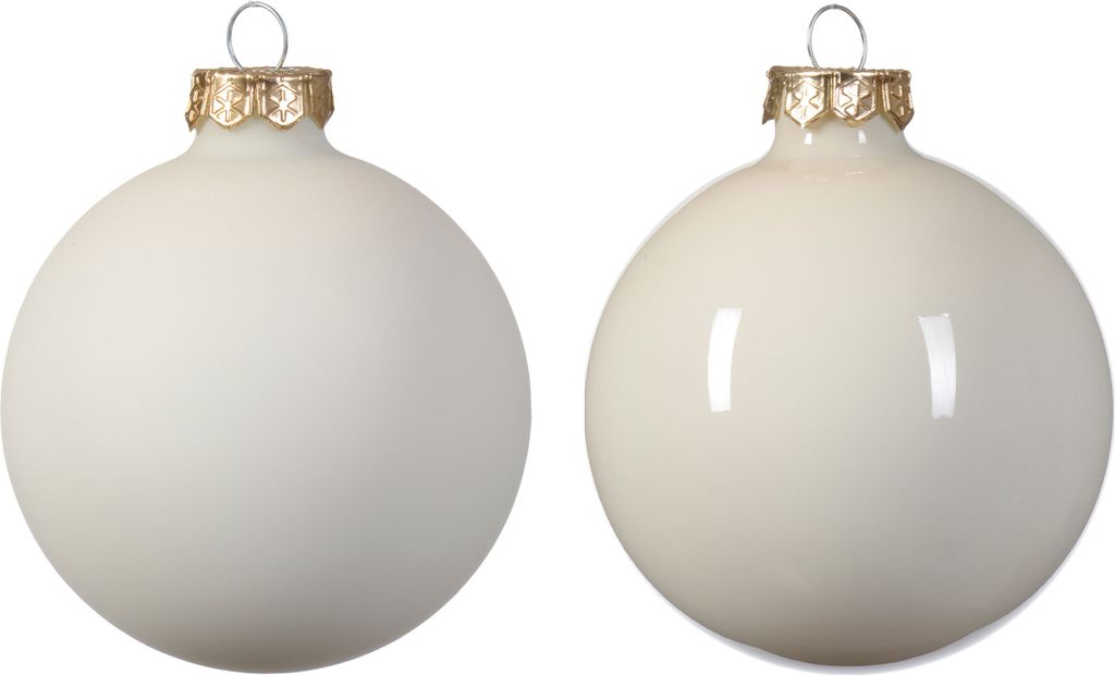 Weihnachtskugeln Glas 8cm 6 Stück - Wollweiß Produktbild 