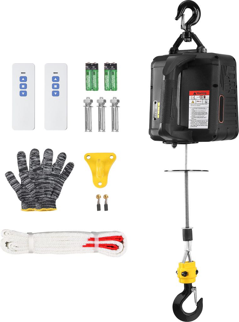 SucceBuy 2-in-1 elektrische Hebewinde, 1100 lbs Kapazität, 1500 W tragbare Kraftwinde mit kabelloser Fernbedienung, 22,9 ft Hubhöhe, 13 ft/min, f...