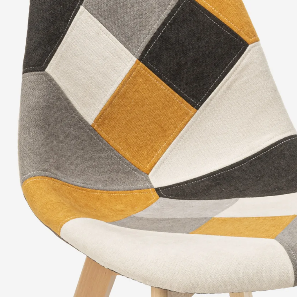Chaise de salle à manger Patchwork Robin 2 avec pieds en hêtre naturel