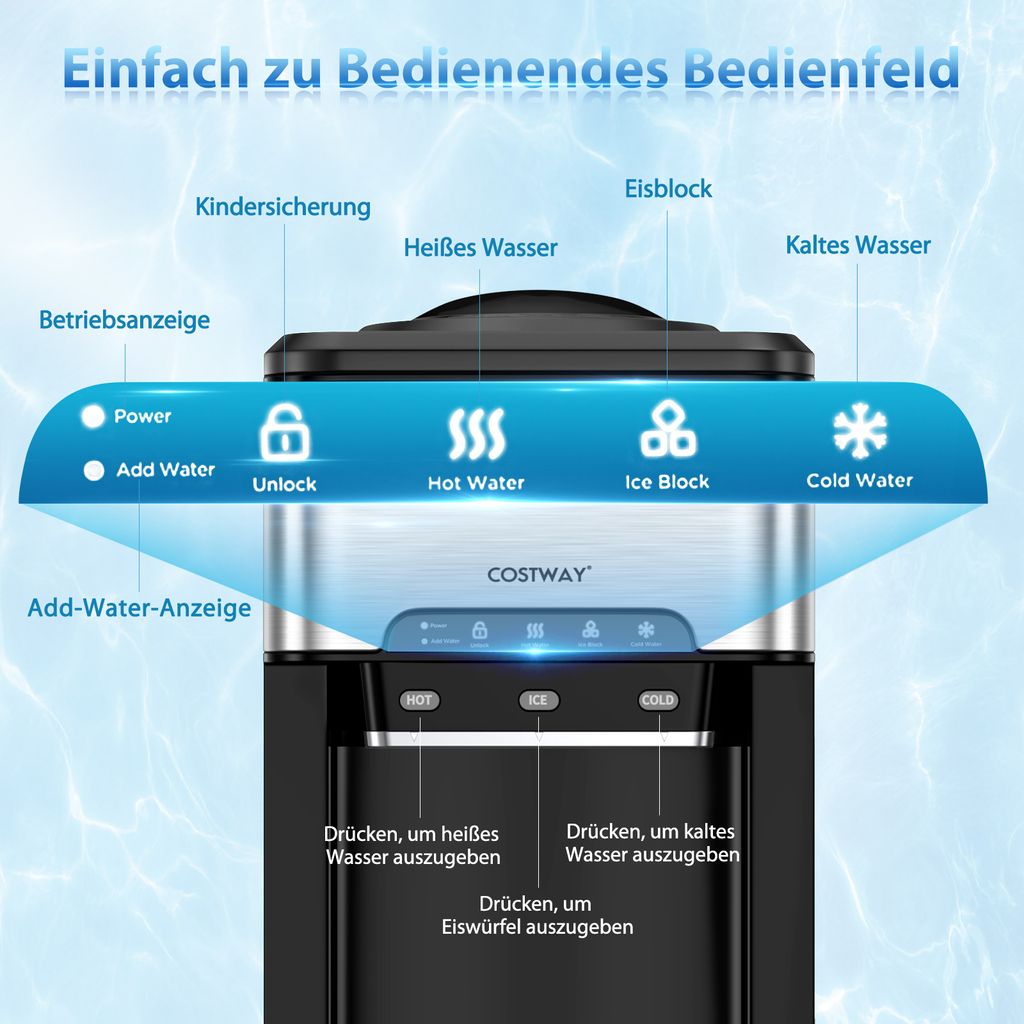 COSTWAY 3-in-1-Wasserspender mit Eiswürfelmaschine, 3 Produktbild 4