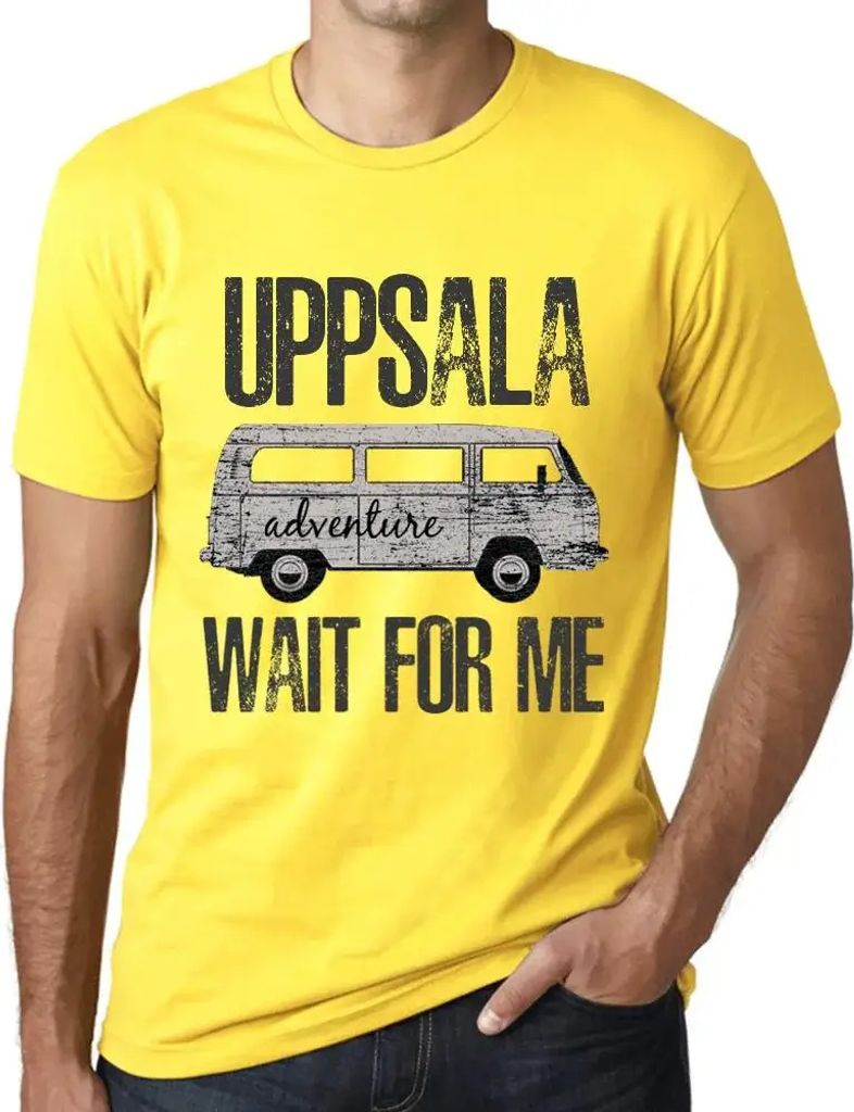 Herren Grafik T-Shirt Abenteuer warten auf mich in uppsala – Adventure Wait For Me In Uppsala – Öko-Verantwortlich Vintage Jahrgang Kurzarm Lu...