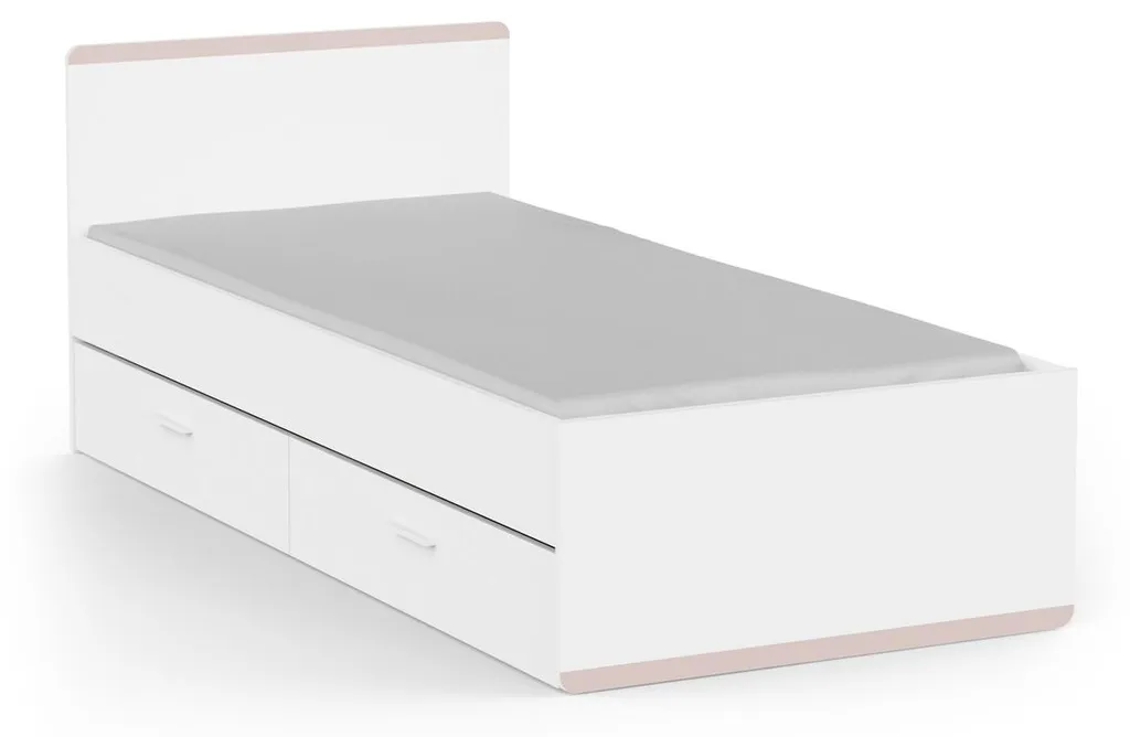Lit simple 90x200 cm ARLO avec tiroirs de rangement sous le couchage