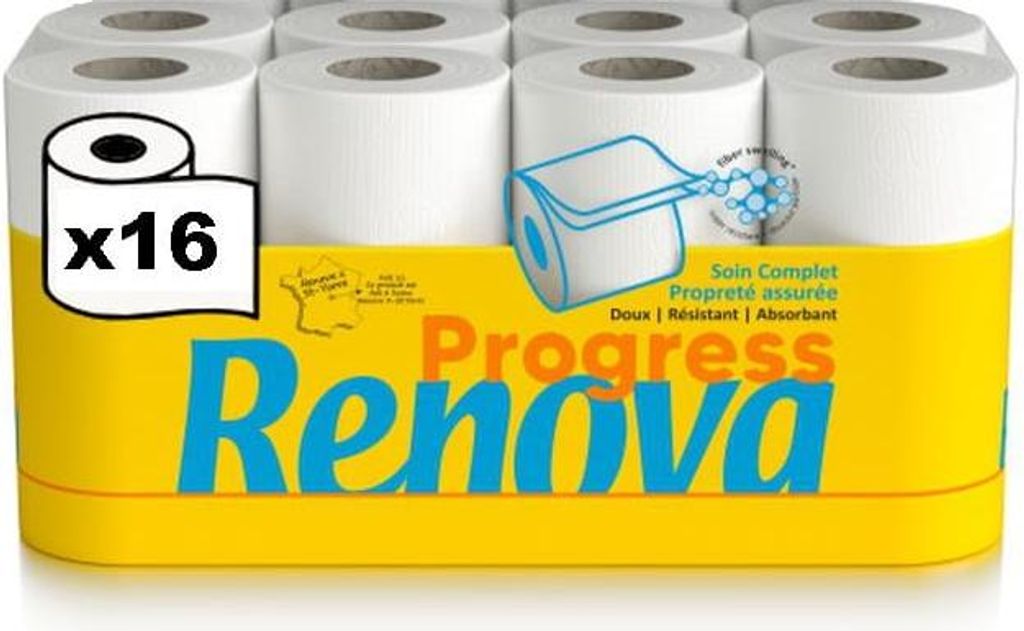 Renova Progress Toilettenpapier, 16 Rollen, 2-lagig