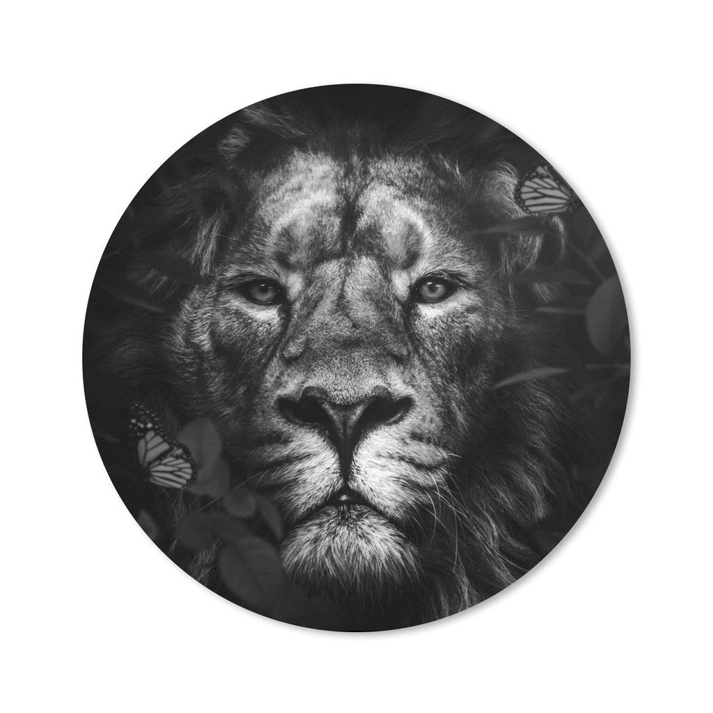 MuchoWow Mauspad Mousepad Schmetterling - Löwe - Pflanzen - Schwarz - Weiß 40x40 cm - Mousepads - Maus Mat - Pad - Mausunterlage - Schreibtisch...