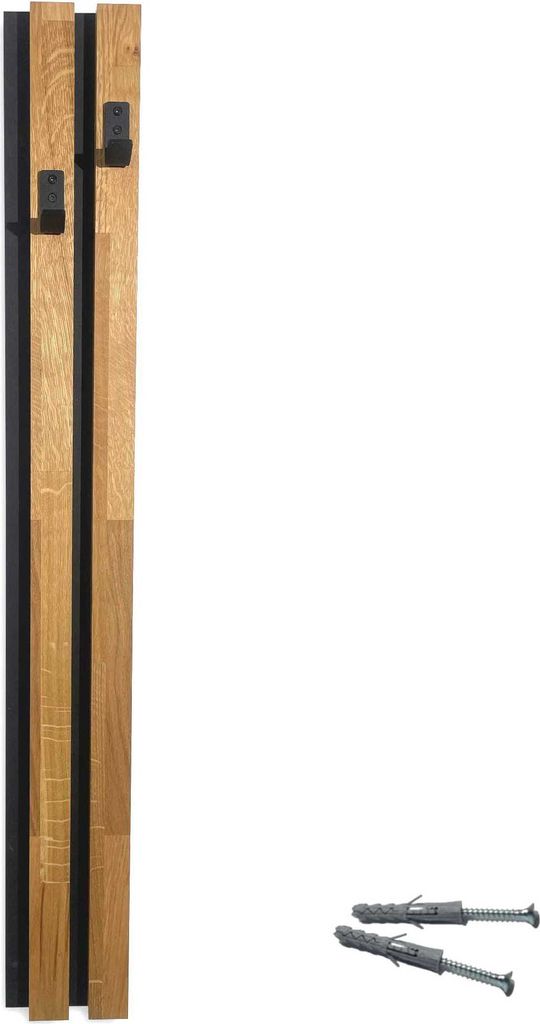 FLEXISTYLE Kleiderhaken wand Wandgarderobe Garderobe Holz Eiche Lamellen Schwarz modular Höhe 98cm (Modul C 12cm)