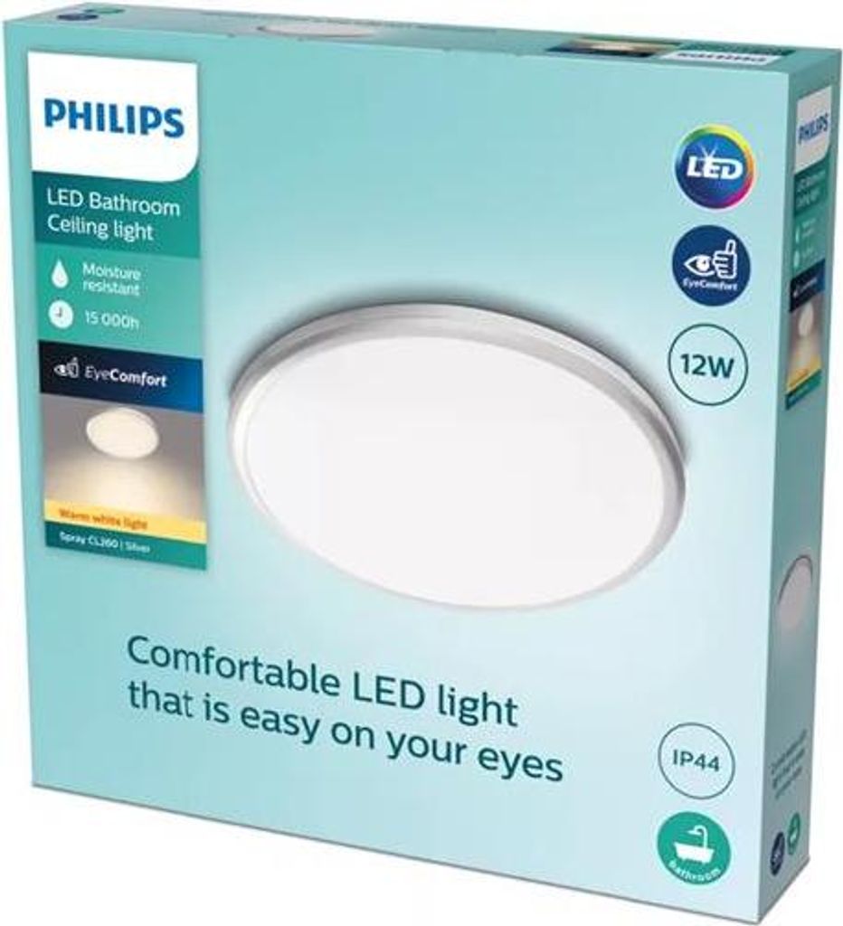 PHILIPS Deckenleuchte Spray LED Deckenlampe 12W 1200lm IP44 silber