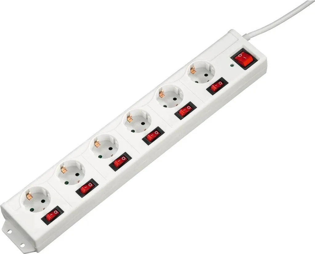 Hama 6+1 XL Multiprise 6 Prises avec Protection Surtension 1,4m Blanc