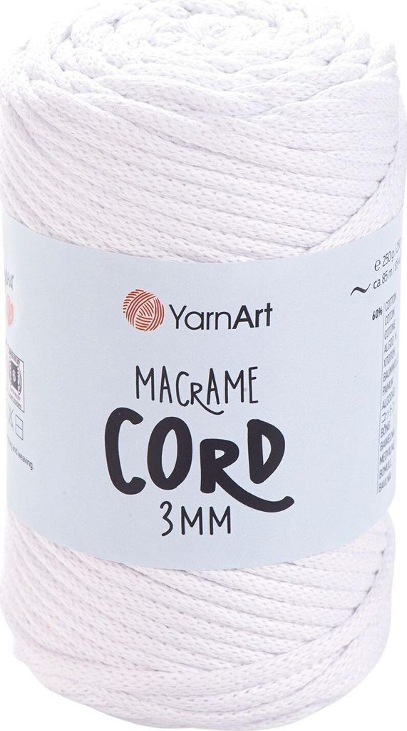 Yarn Art Macrame Cord 3 mm 85 m 751 White Schnur Produktbild 