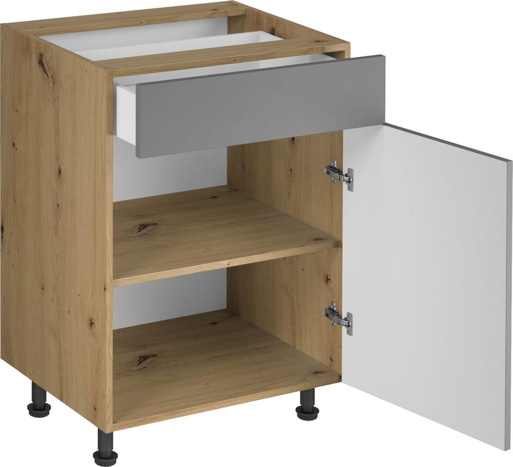 Unterschrank Schubladenschrank mit Fachböden Basisunterschrank Küche