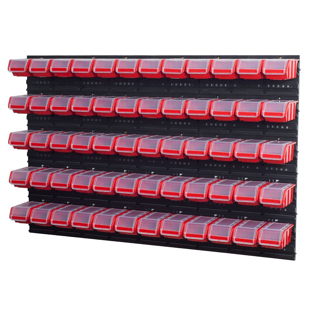 Stapelboxen Wandregal Sichtlagerkästen 6 x Wandregal Lagersystem 30 Boxen rot 