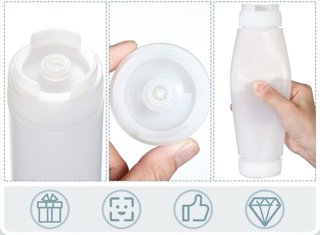 Squeeze Flasche,3Stk 450ml 16oz Plastik Quetschflasche,BPA Produktbild 5