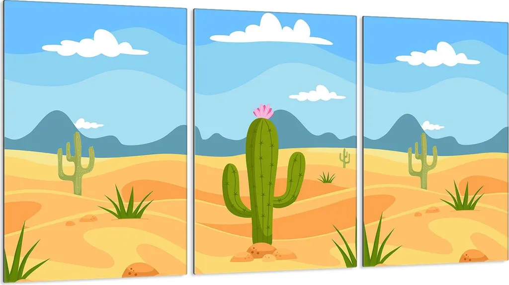 Piastre copriforno 3 pezzi 30x52 Vetro copriforno in ceramica, montagne di cactus