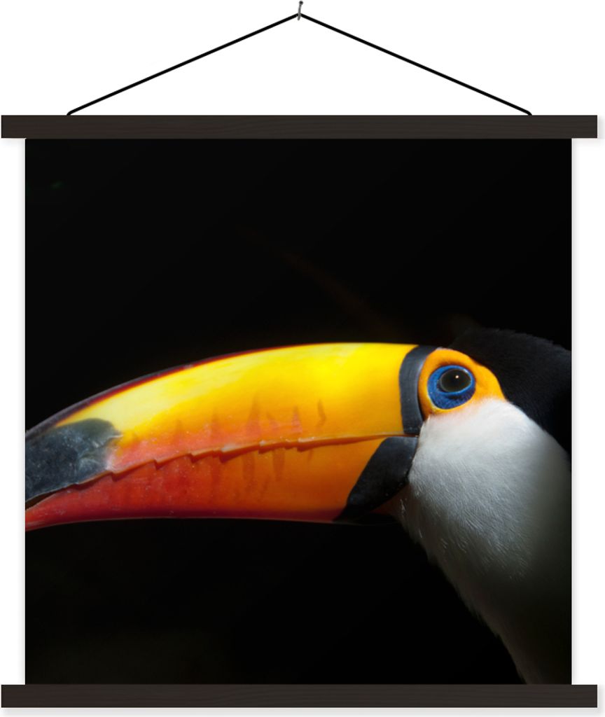 MuchoWow Textilposter Tukan - Vogel - Schnabel 120x120 cm mit schwarzem Rahmen - Aufhängungsset