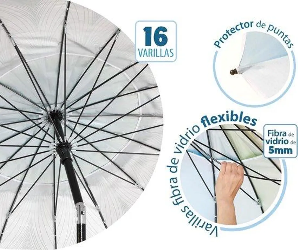 Parasol de balcon et terrasse bleu 220 cm protection maximale UV UPF 50+