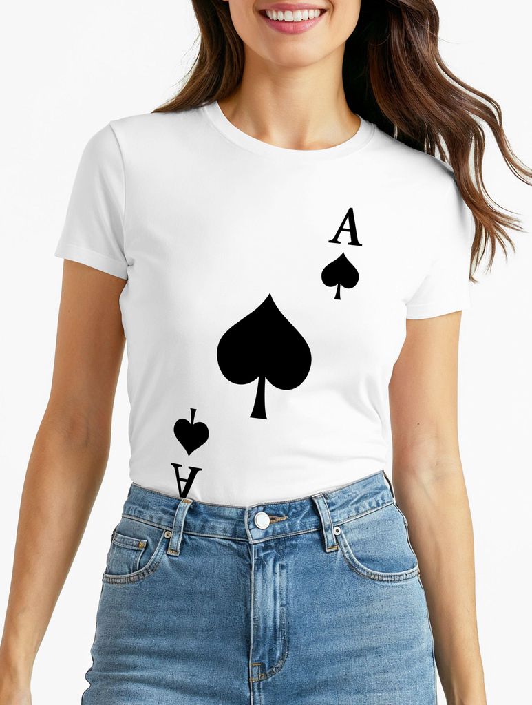 Damen T-Shirt Kartenspiel Kostüm Spielkarten Gruppenkostüm Karten Fasching Karneval Faschingsshirt Moonworks