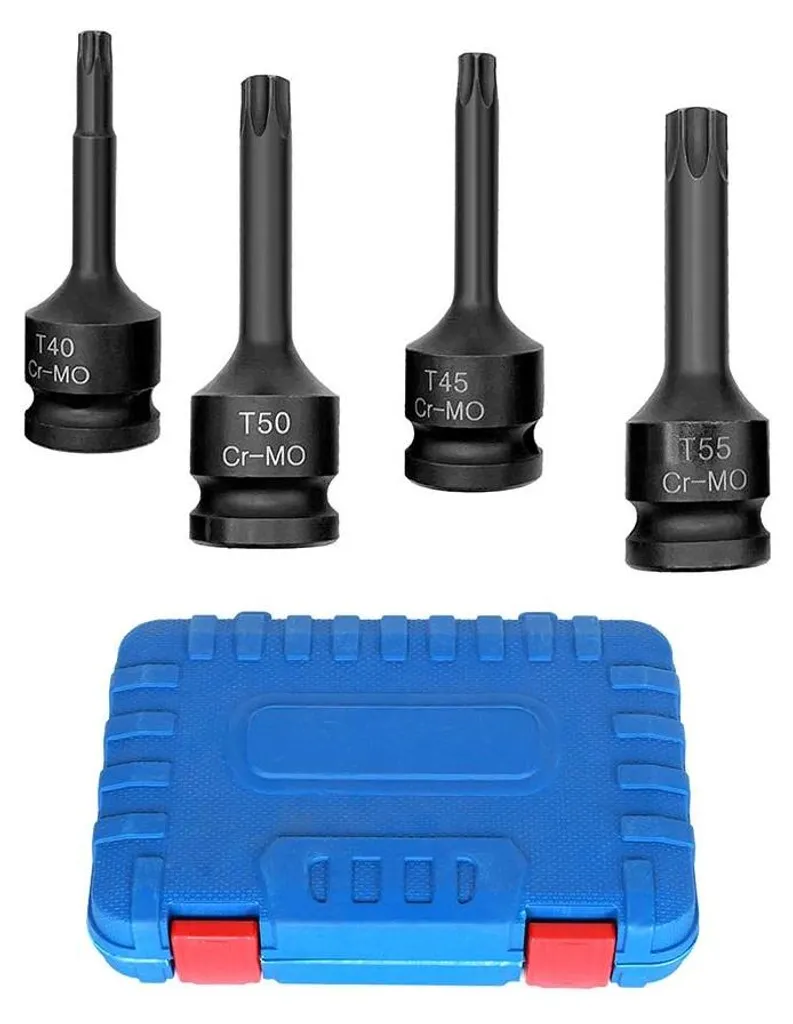 Coffret de douilles pour visseuse à chocs Torx rose en acier résistant 10pcs
