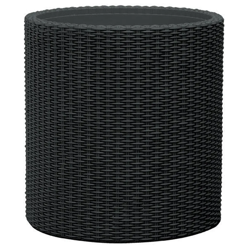 Cache-pot de jardin rond anthracite M - Jardinière robuste en résine