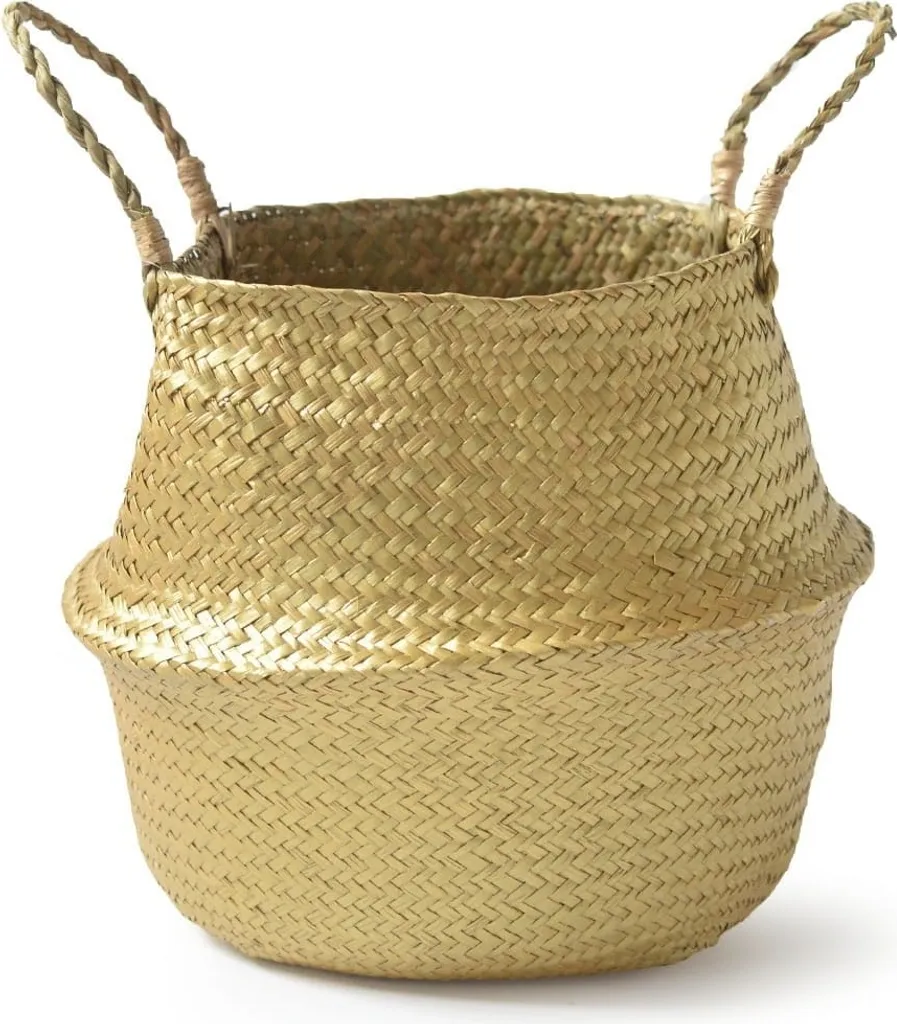 Panier de rangement en jonc de mer naturel tressé pour linge et décoration