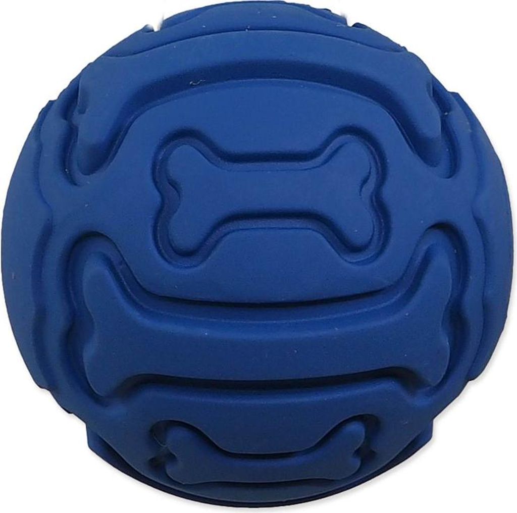 Ball DOG FANTASY Gummi quietschend blau - Knochenmuster 7,5 cm