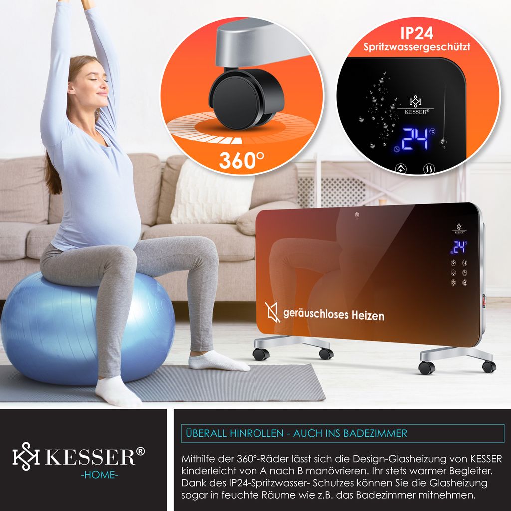KESSER® Elektro Glasheizung Konvektor Elektroheizung Produktbild 7