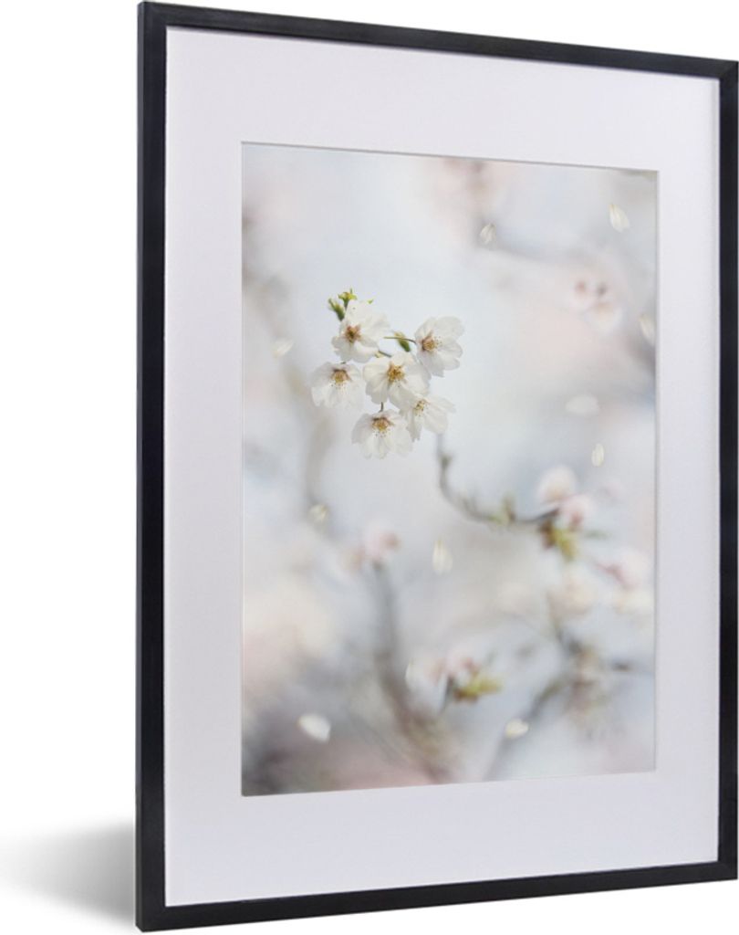 MuchoWow MuchoWow Gerahmtes Poster Sakura - Abstrakt - Farben 30x40 cm - Poster mit zchwarzem Bilderrahmen - Wandposter Schlafzimmer