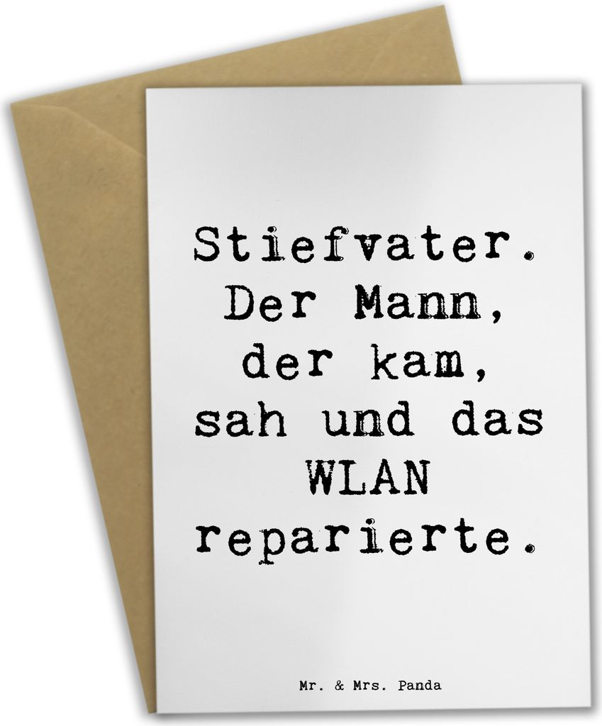 Mr. & Mrs. Panda neujahrskarte Spruch Stiefvater Held - Weiß - Geschenk, Mann, hochzeitskarten, dankeskarten, Klappkarte, einladungskarten, Freude...