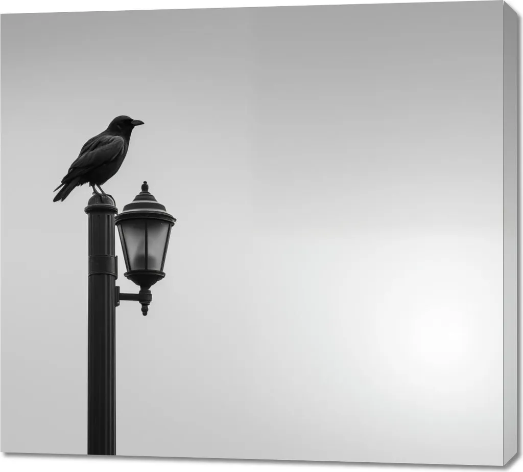 Quadro 100x90cm Il solitario riposo del corvo | Sconto Esclusivo Online