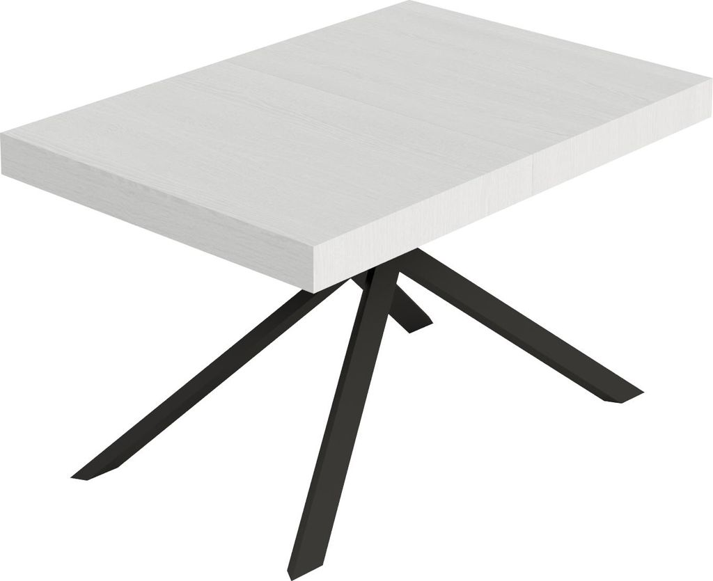 Niket Ausziehtisch 130/234x90 cm, Esche weiß, Beine anthrazit