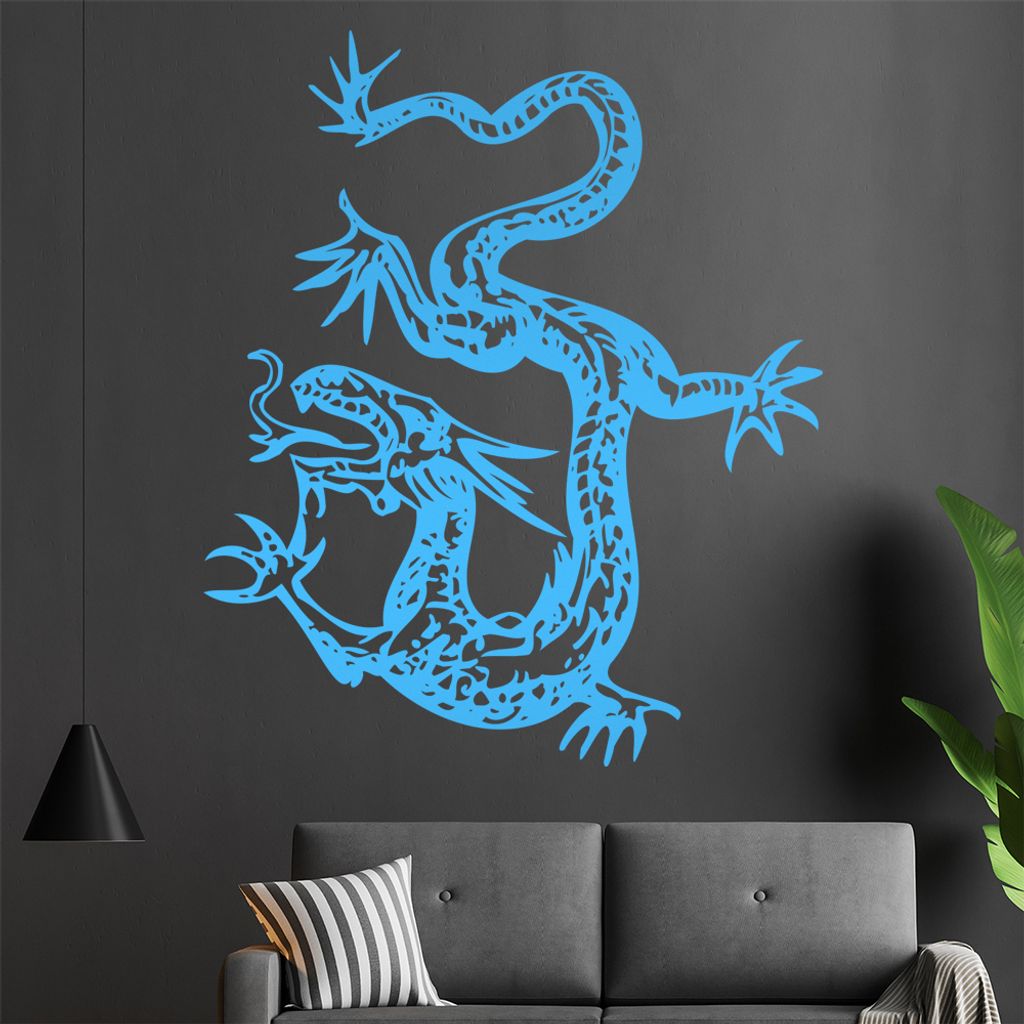 China Drachen Wandtattoo in 6 Größen - Wandaufkleber Wall Sticker - Dekoration, Küche, Wohnzimmer, Schlafzimmer, Badezimmer