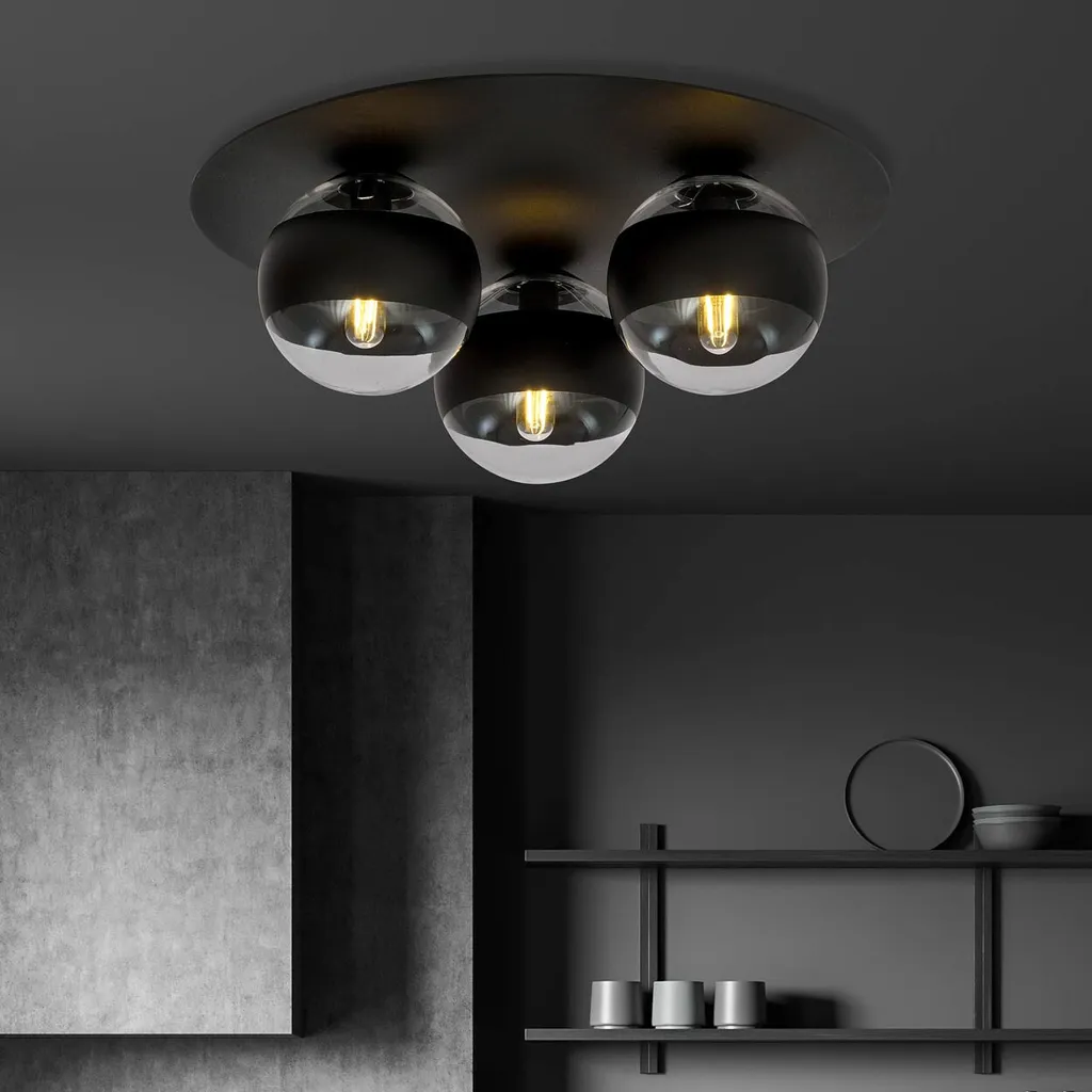 Plafonnier SOLAR 3 Noir Strié - Solution d'éclairage chic pour petit espace - 2