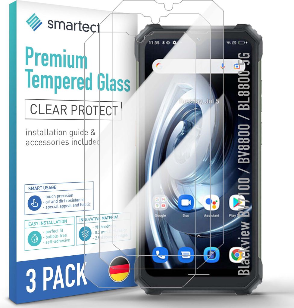 3x Schutzglas Panzerfolie Klar für Blackview Produktbild 