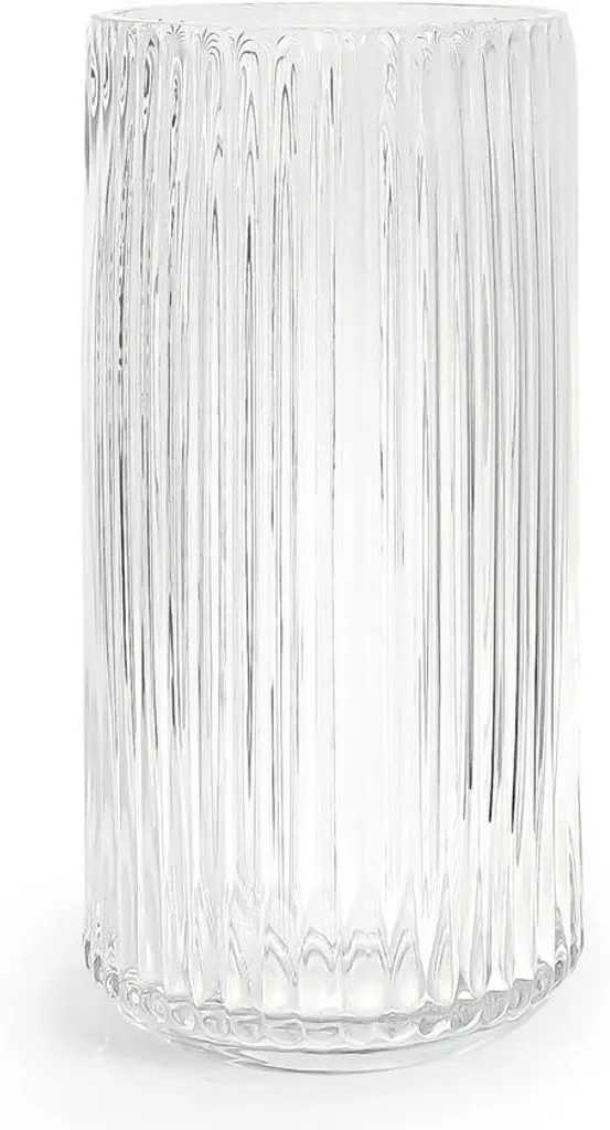 Vase décoratif 25 cm en verre strié - Design vertical pour centre table