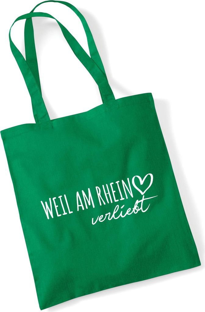 Huuraa Jutebeutel Weil am Rhein verliebt 10 Liter Kelly Green Baumwolle Tasche Geschenkidee