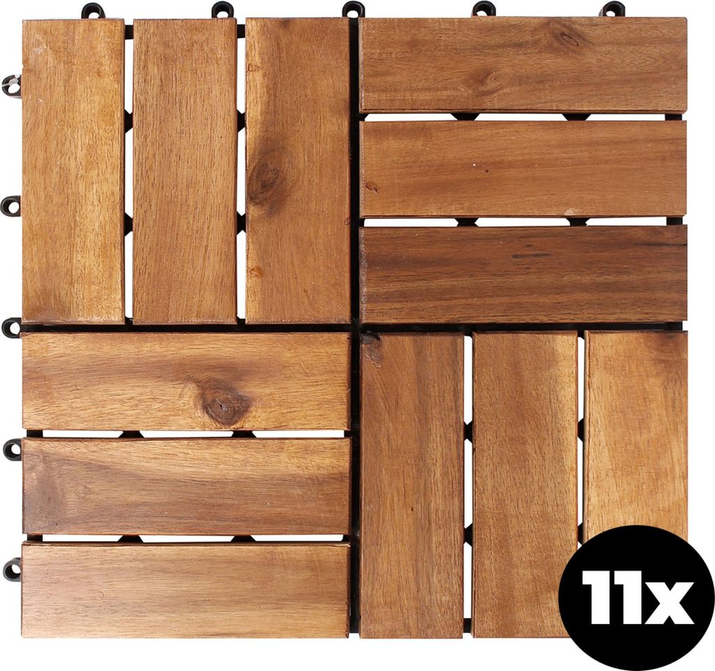 Linder Exclusiv Set Akazie Holzfliesen, Akazien-Terrassenfliesen 30x30 cm 11er Set