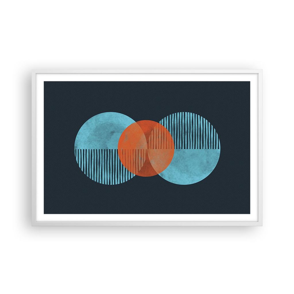 Gerahmtes Poster - Weißer Rahmen - Abstraktion Räder Gürtel - 91,5x61 cm - Wand Bild - Wanddeko - Wandbilder - Kunstposter - Wandposter - Bilder...