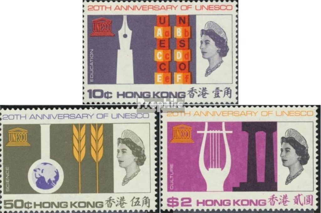 Briefmarken Hongkong 1966 Mi 224-226 (kompl.Ausg.) postfrisch UNESCO