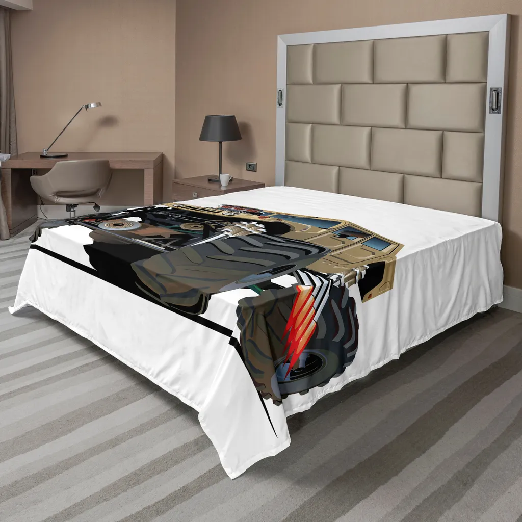 Drap de lit XL confortable à imprimé pneus surdimensionnés 260x228 cm