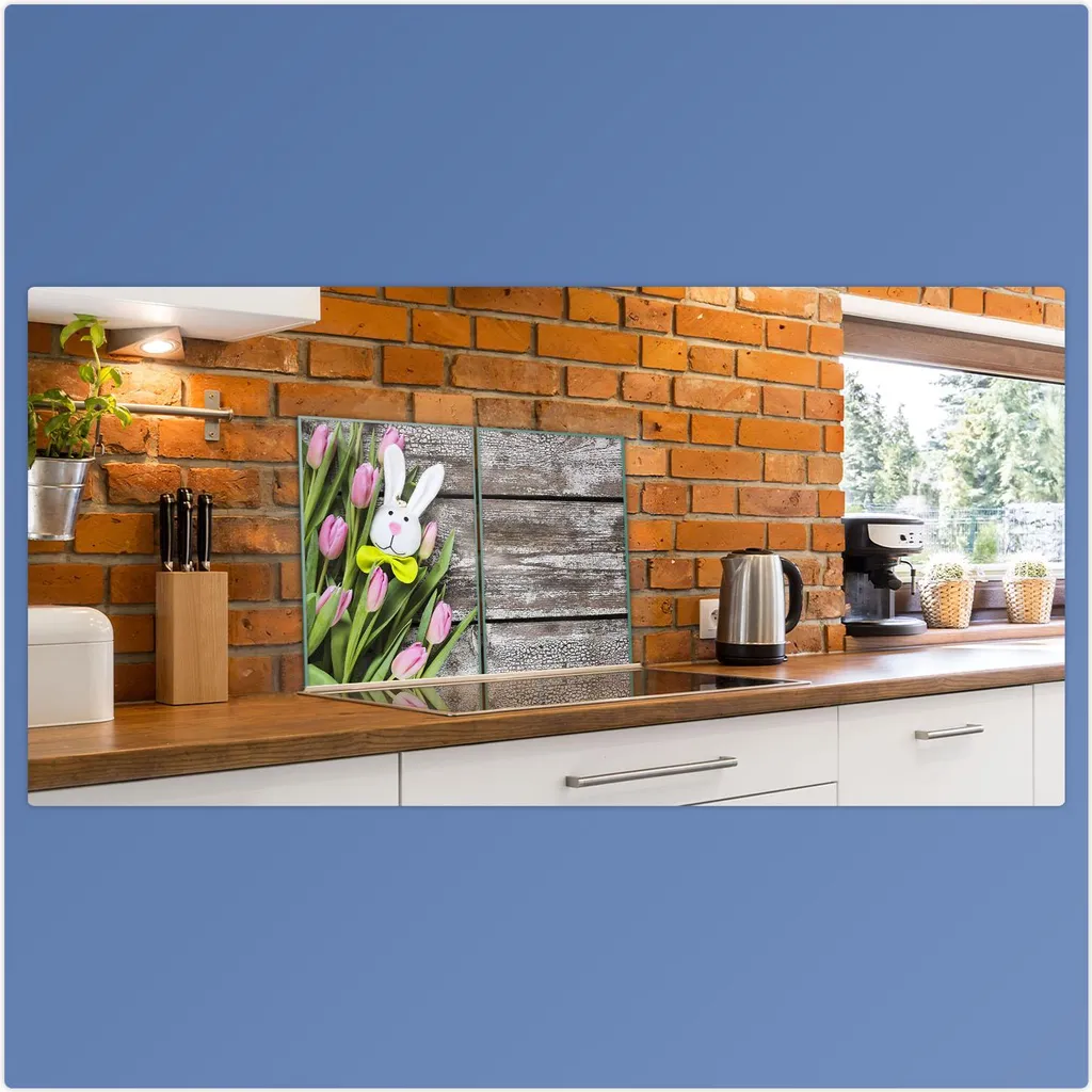 Piastra di copertura per piano cottura in ceramica 2 pezzi 2x40x52 fiori rosa copertura alzatina in vetro - 4