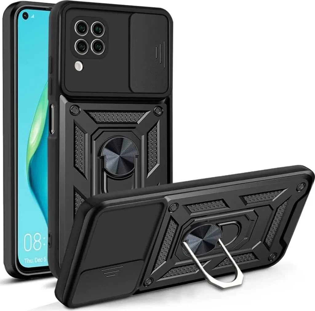 Cover Huawei P40 Lite con Anello Magnetico e Bumper Nero TPU
