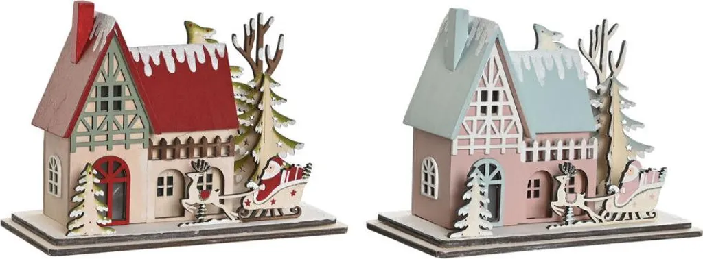 Décoration de Table de Noël Rouge et Rose pour un Style Moderne DKD Home