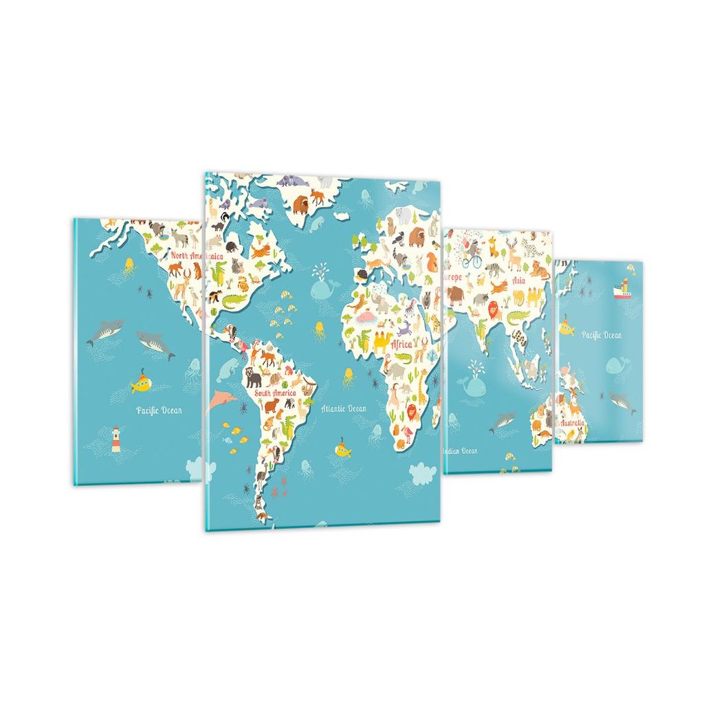 Bilder auf glas - Geographie Globus Grafik Illustration - 160x90cm - Glasbilder - Wandbilder - Kunstdruck - Wanddekoration aus Glas - Glas Bilder -...