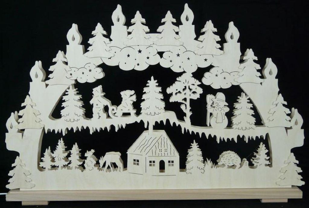 Schwibbogen mit Winterzeit und Beleuchtung BxHxT 70x45x7cm NEU