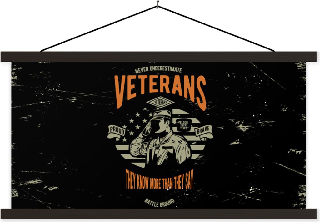 MuchoWow Textilposter Amerika - Militär - Jahrgang 120x60 cm mit schwarzem Rahmen - Dekoration Schlafzimmer