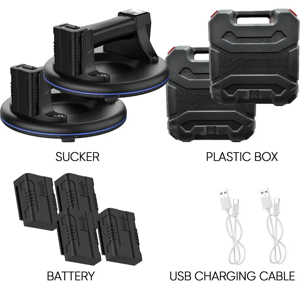 Lot de 2 Ventouses Électriques à Vide pour Verre et Granit - Charge 230kg