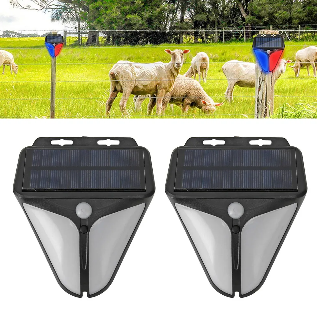Lampe d'Alarme Solaire Extérieure avec Détecteur de Mouvement x2