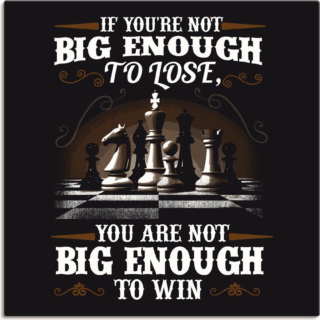 ARTland Leinwandbild Inspirierender Spruch für Schach Größe: 50x50 cm