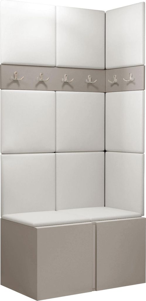 MIRJAN24 Garderoben-Set Orion I, Garderobe mit Sitzbank mit 11 x Wandpanel 42x42 (Farbe: Cashmere, Soft 017)